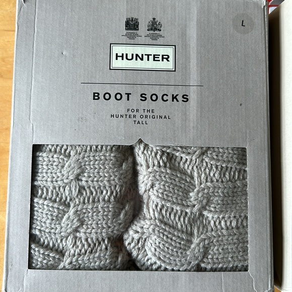 HUNTER 6 Stitch Cable Tall Boot Socks NIB Black or Tan sz Large - Picture 4 of 9